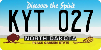 ND license plate KYT027