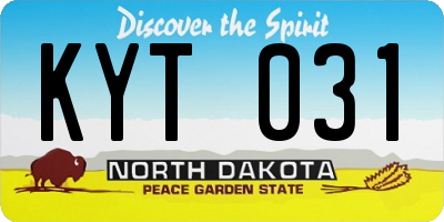 ND license plate KYT031