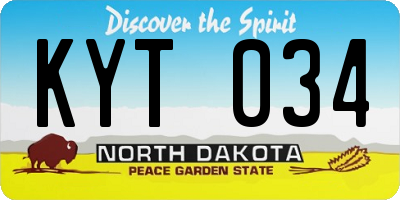 ND license plate KYT034