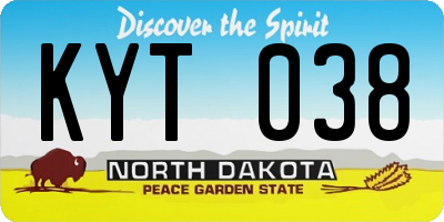 ND license plate KYT038