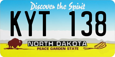 ND license plate KYT138