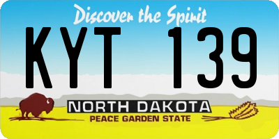 ND license plate KYT139