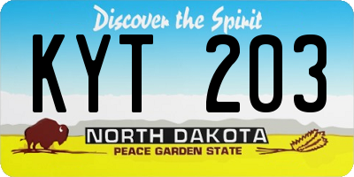 ND license plate KYT203
