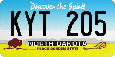 ND license plate KYT205