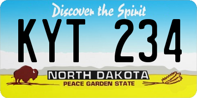 ND license plate KYT234