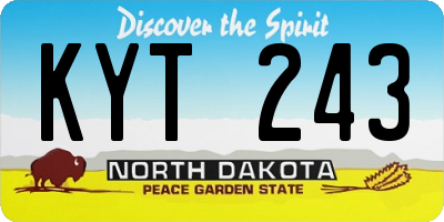 ND license plate KYT243