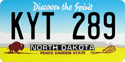 ND license plate KYT289