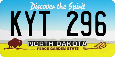 ND license plate KYT296