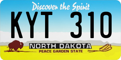 ND license plate KYT310