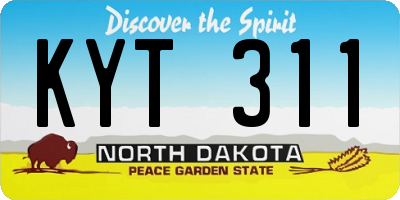 ND license plate KYT311