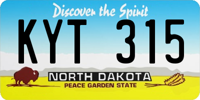 ND license plate KYT315