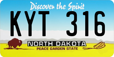ND license plate KYT316