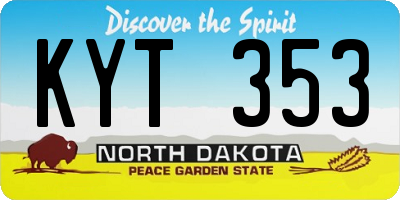 ND license plate KYT353