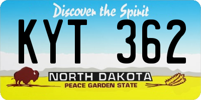 ND license plate KYT362