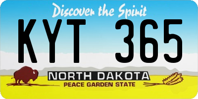 ND license plate KYT365