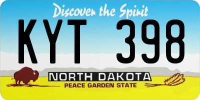 ND license plate KYT398