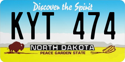 ND license plate KYT474