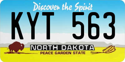 ND license plate KYT563