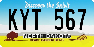 ND license plate KYT567