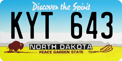 ND license plate KYT643