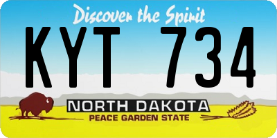 ND license plate KYT734