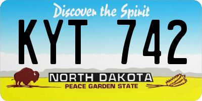 ND license plate KYT742