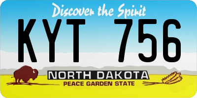 ND license plate KYT756