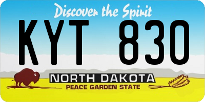 ND license plate KYT830