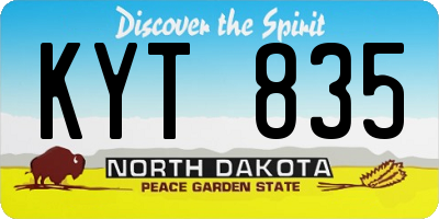 ND license plate KYT835