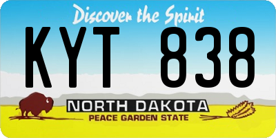 ND license plate KYT838
