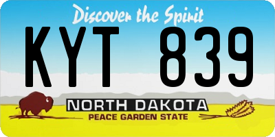 ND license plate KYT839