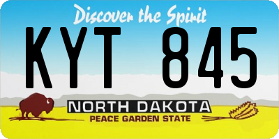 ND license plate KYT845