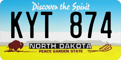ND license plate KYT874