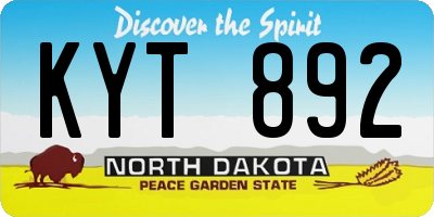 ND license plate KYT892