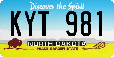 ND license plate KYT981