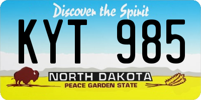 ND license plate KYT985