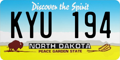 ND license plate KYU194