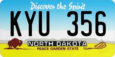 ND license plate KYU356