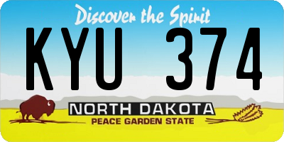 ND license plate KYU374
