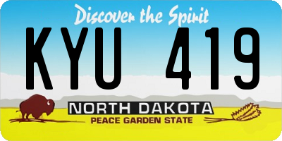 ND license plate KYU419