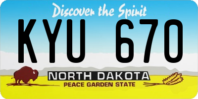 ND license plate KYU670