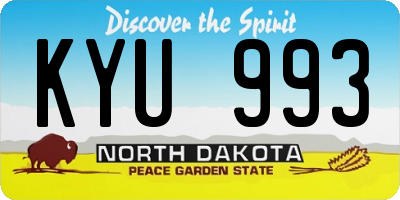 ND license plate KYU993
