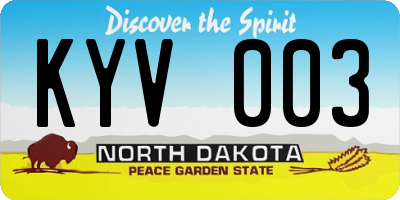ND license plate KYV003