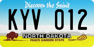 ND license plate KYV012