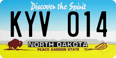 ND license plate KYV014