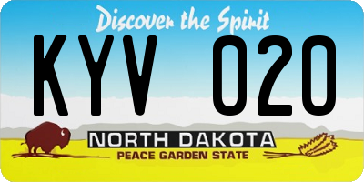 ND license plate KYV020