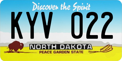 ND license plate KYV022