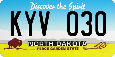 ND license plate KYV030