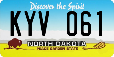 ND license plate KYV061