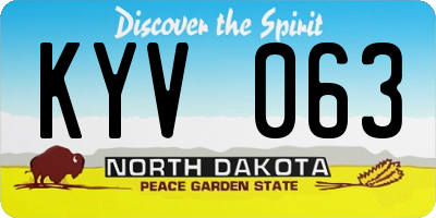 ND license plate KYV063